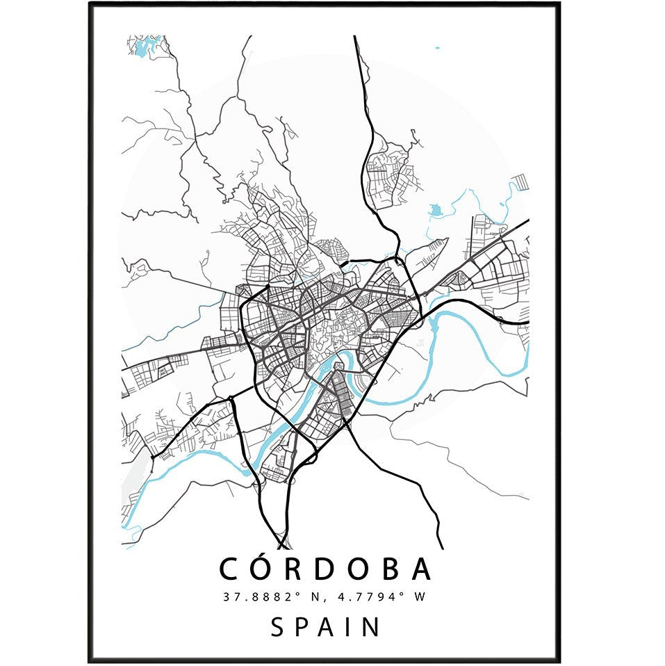 Córdoba Street Map Poster - 98typesEurope Maps
