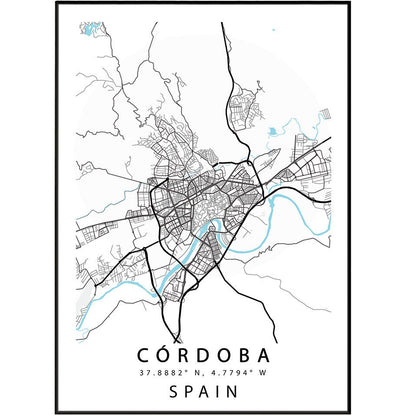 Córdoba Street Map Poster - 98typesEurope Maps