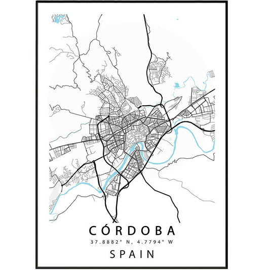 Córdoba Street Map Poster - 98typesEurope Maps