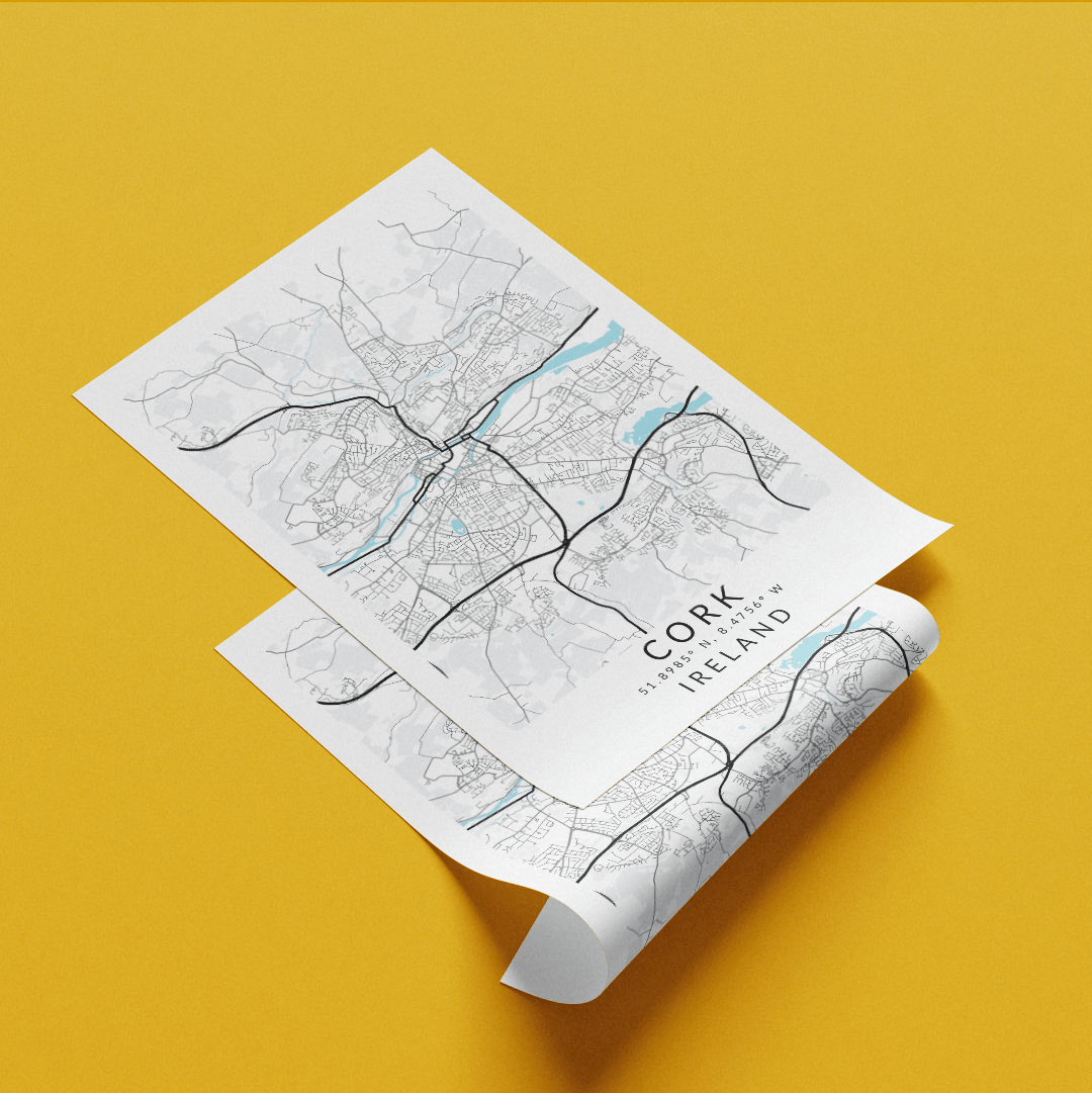 Cork Ireland Map Print - 98typesEurope Maps