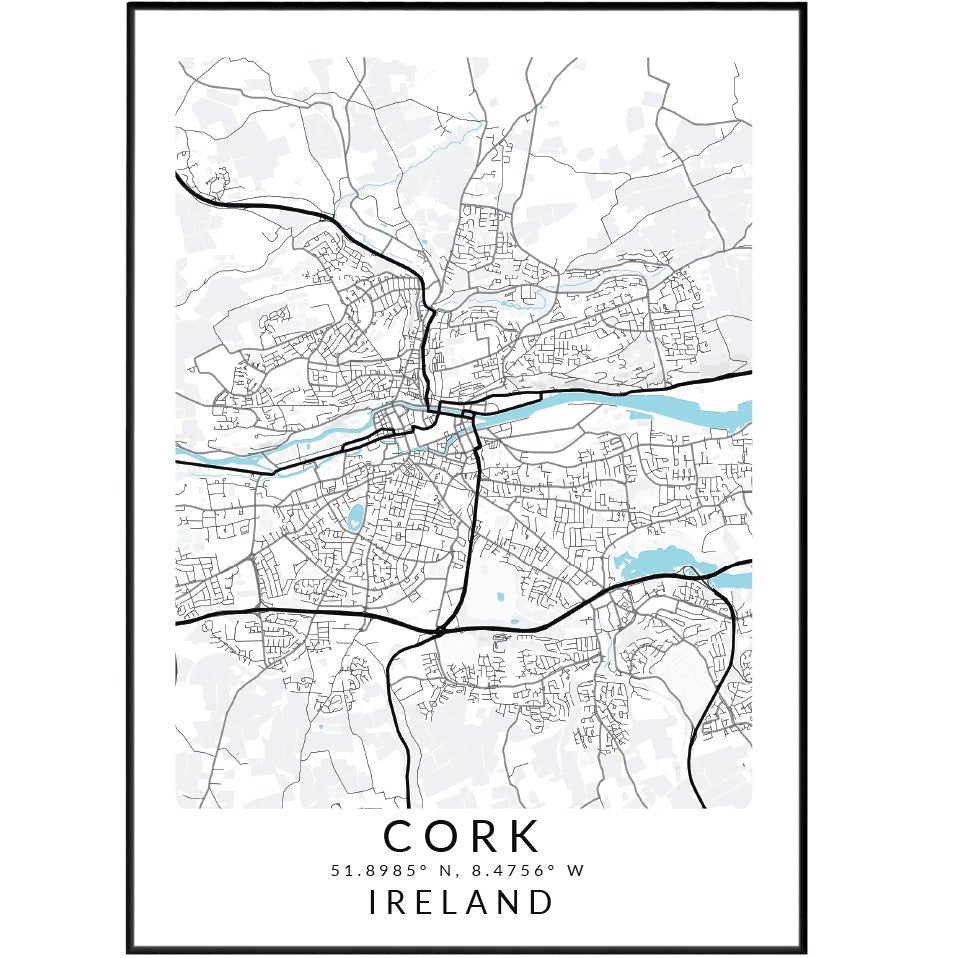 Cork Ireland Map Print - 98typesEurope Maps