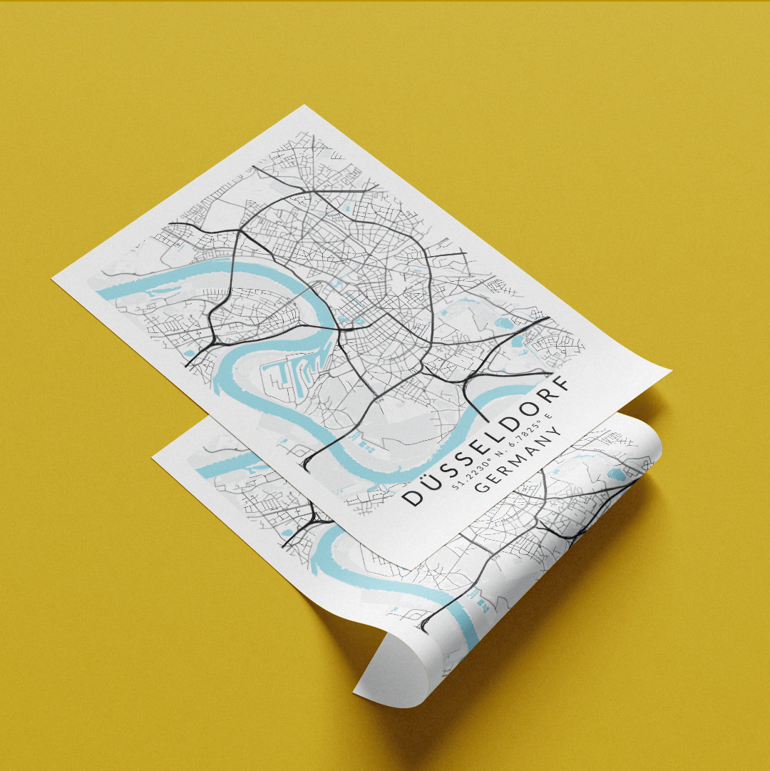 Düsseldorf Germany Map Print - 98typesEurope Maps