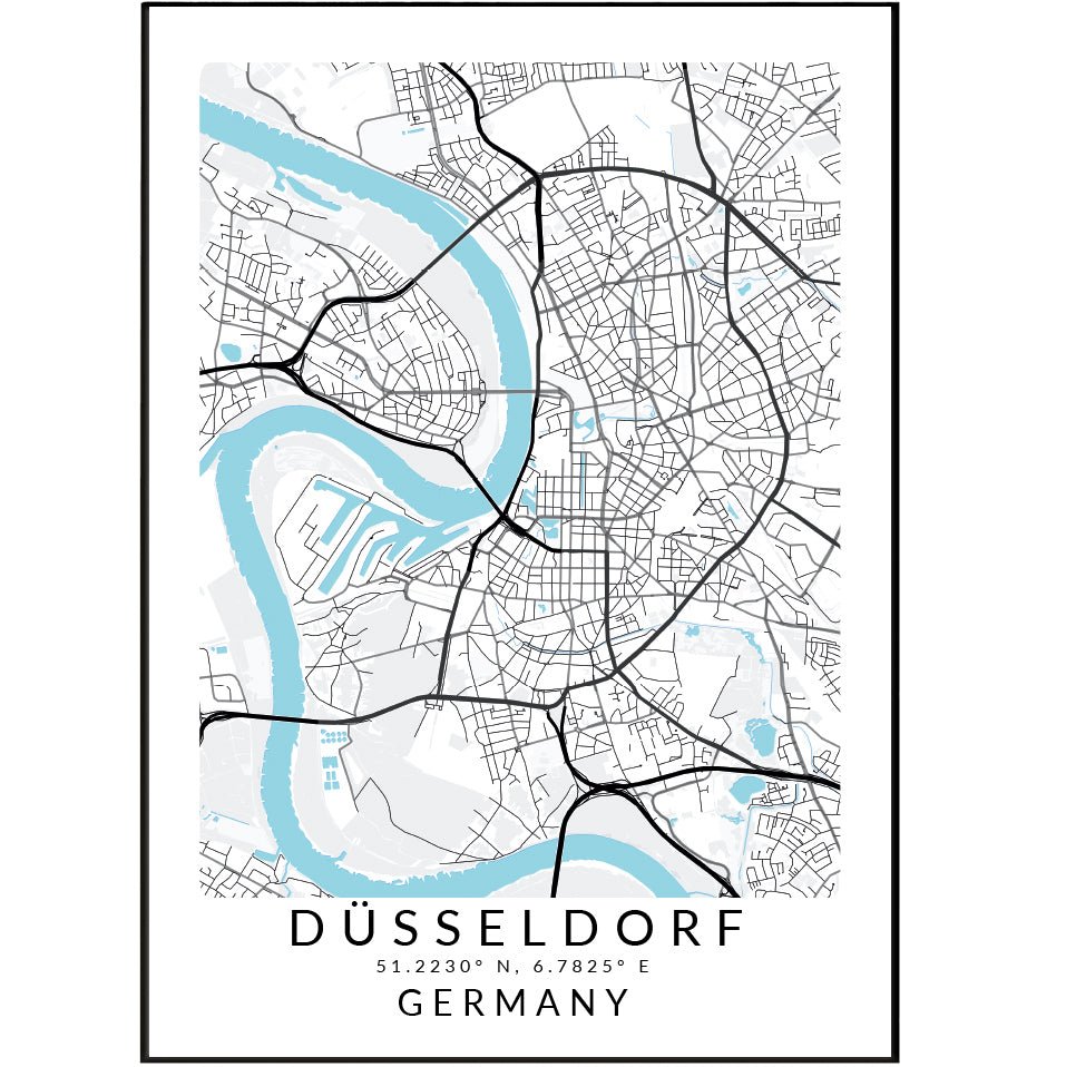 Düsseldorf Germany Map Print - 98typesEurope Maps