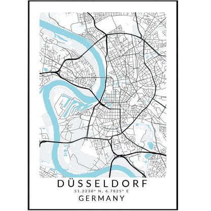 Düsseldorf Germany Map Print - 98typesEurope Maps