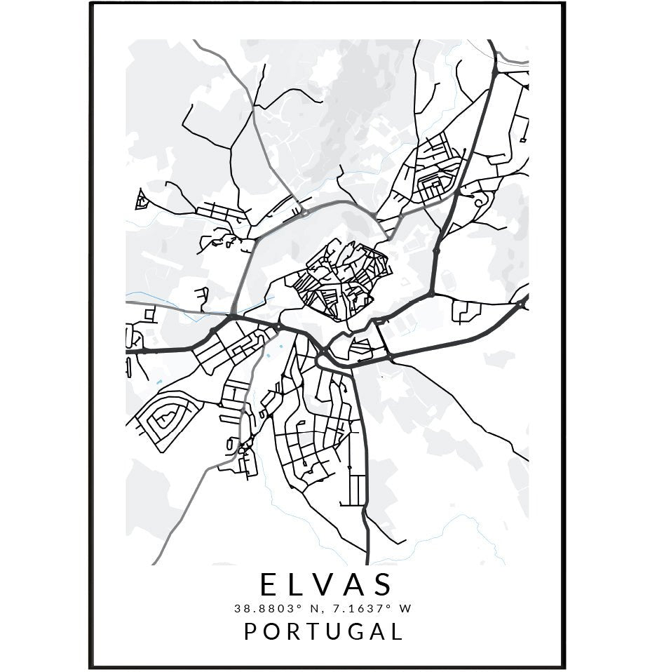Elvas Portugal Map Print - 98typesEurope Maps