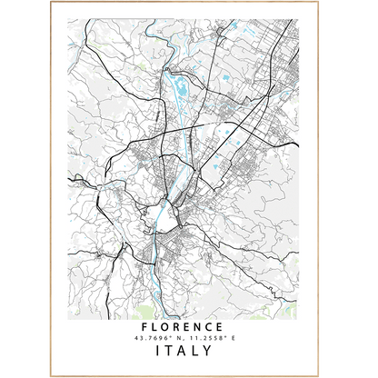 Florence Street Map Posters - 98typesEurope Maps