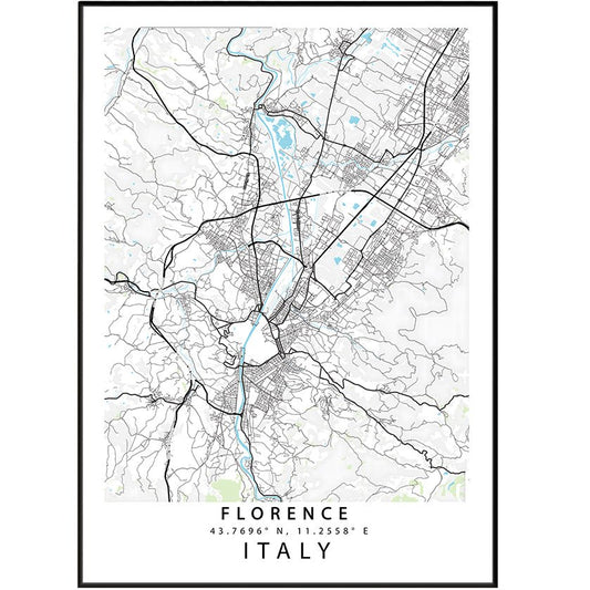 Florence Street Map Posters - 98typesEurope Maps