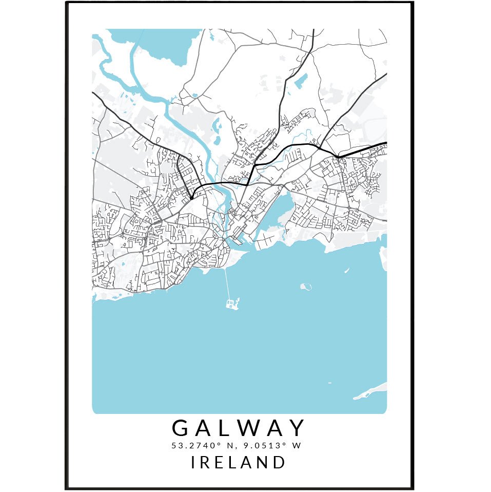 Galway Ireland Map Print - 98typesEurope Maps