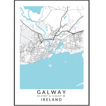 Galway Ireland Map Print - 98typesEurope Maps