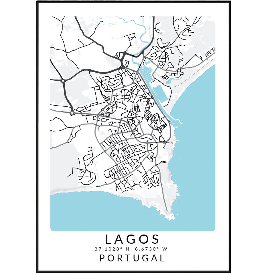 Lagos Portugal Map Print - 98typesEurope Maps