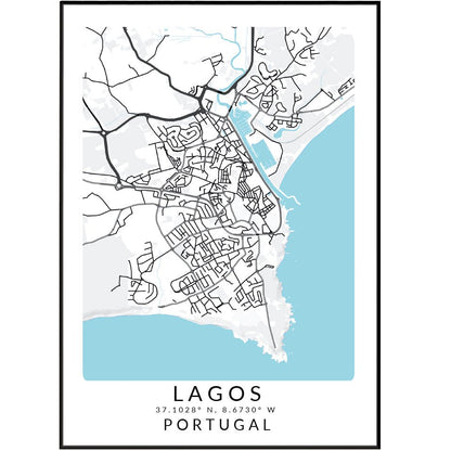 Lagos Portugal Map Print - 98typesEurope Maps