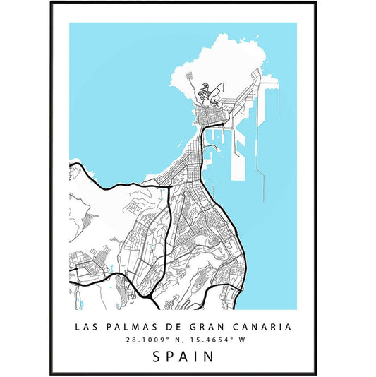 Las palmas de Gran Canaria Spain Map Print - 98typesEurope Maps