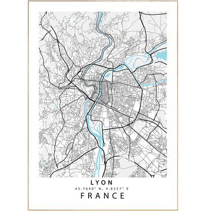 Lyon Street Map Posters - 98typesEurope Maps