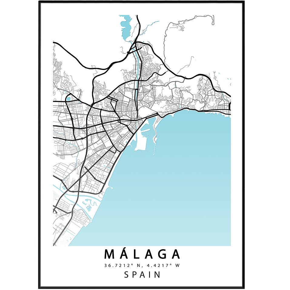 MALAGA Street Map Print - 98typesEurope Maps