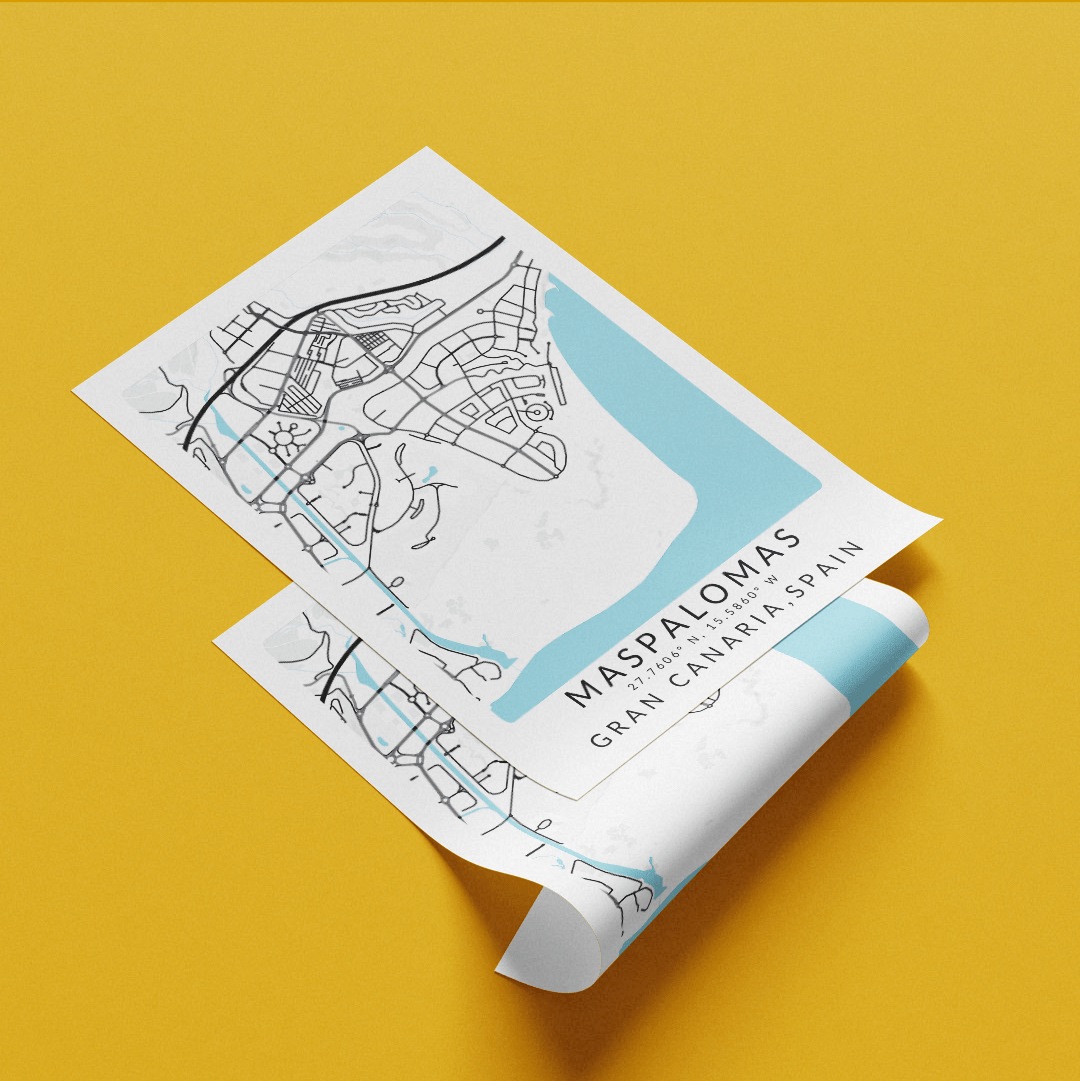 Maspalomas Gran Canaria Spain Map Print - 98typesEurope Maps