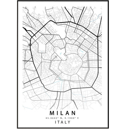 MILAN Italy Map Print - 98typesEurope Maps