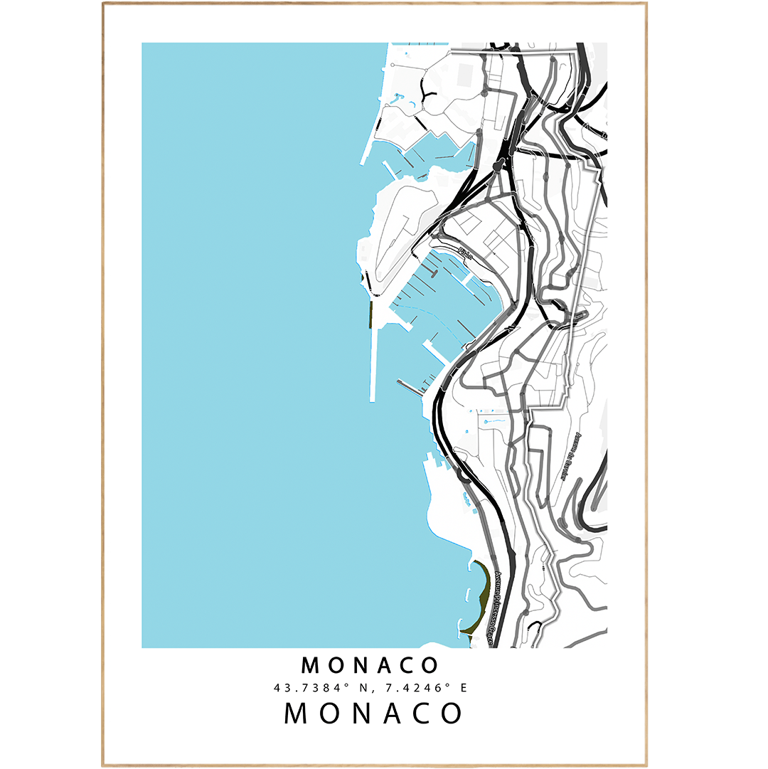 Monaco City Street Map Posters - 98typesEurope Maps