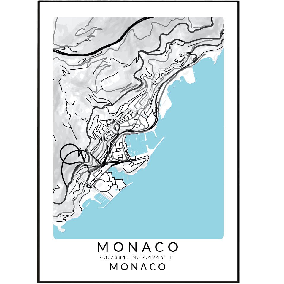 Monaco Map Print - 98typesEurope Maps