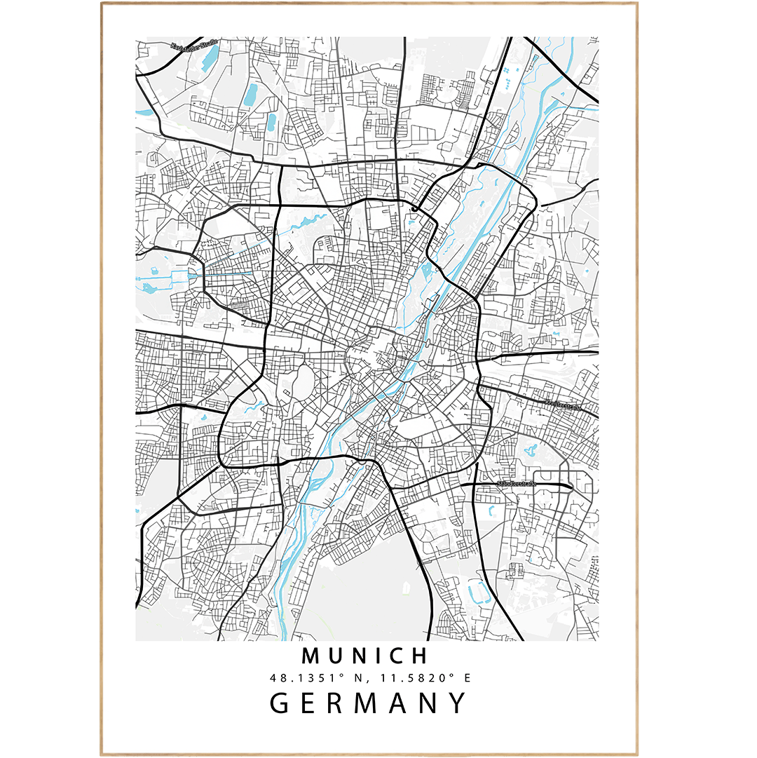 Munich Street Map Posters - 98typesEurope Maps