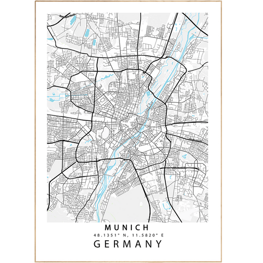 Munich Street Map Posters - 98typesEurope Maps