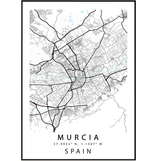 Murcia Spain Map Print - 98typesEurope Maps