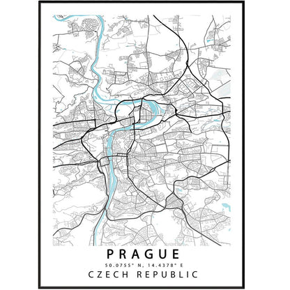 PRAGUE Czech Republic Map Print - 98typesEurope Maps