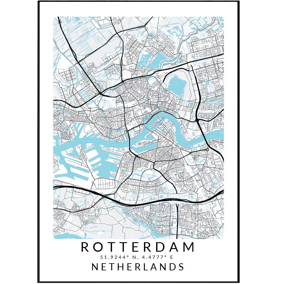 Rotterdam Netherlands Map Print - 98typesEurope Maps