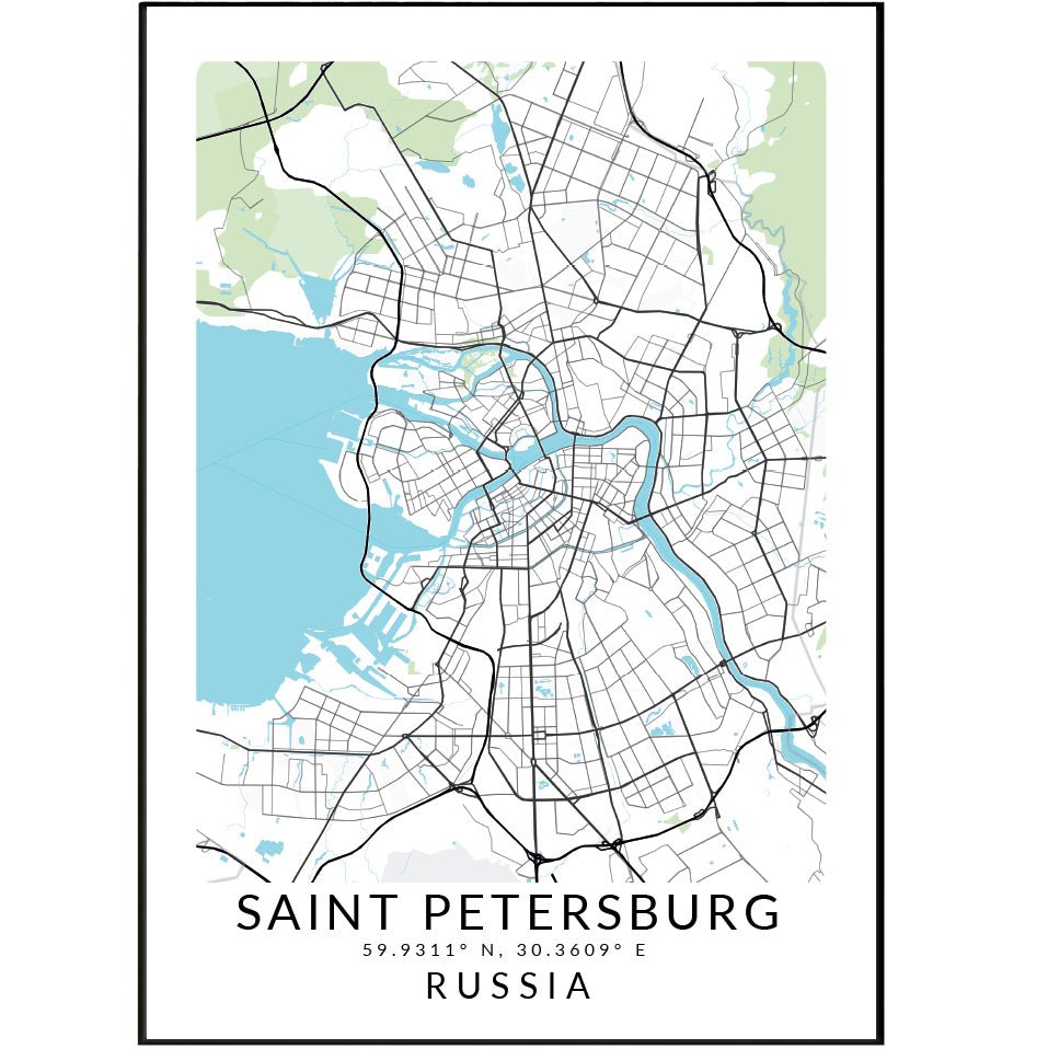 Saint Petersburg Map Print - 98typesEurope Maps