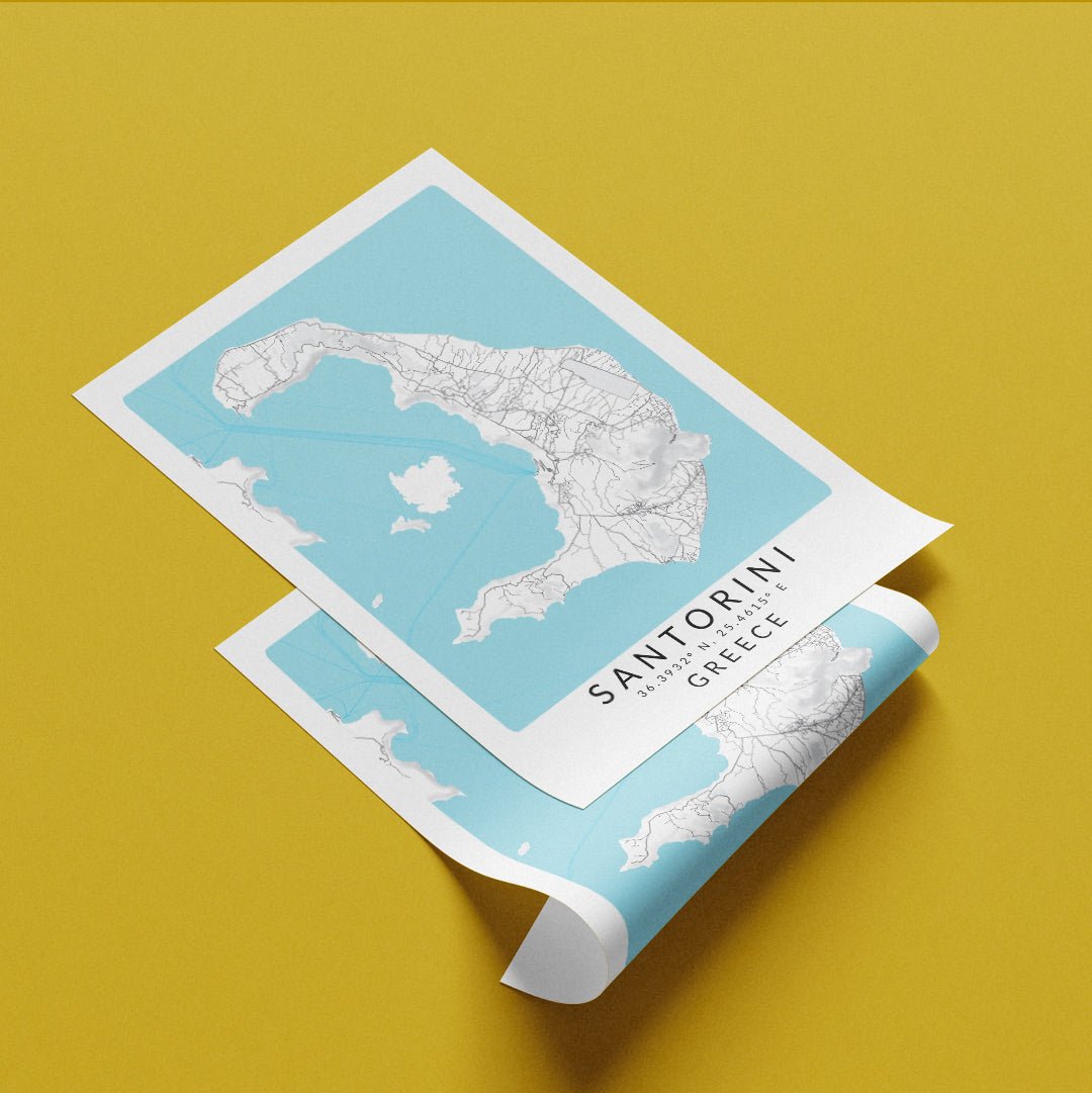 Santorini Greece Map Print - 98typesEurope Maps