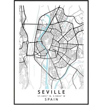 SEVILLE StreetMap Print - 98typesEurope Maps