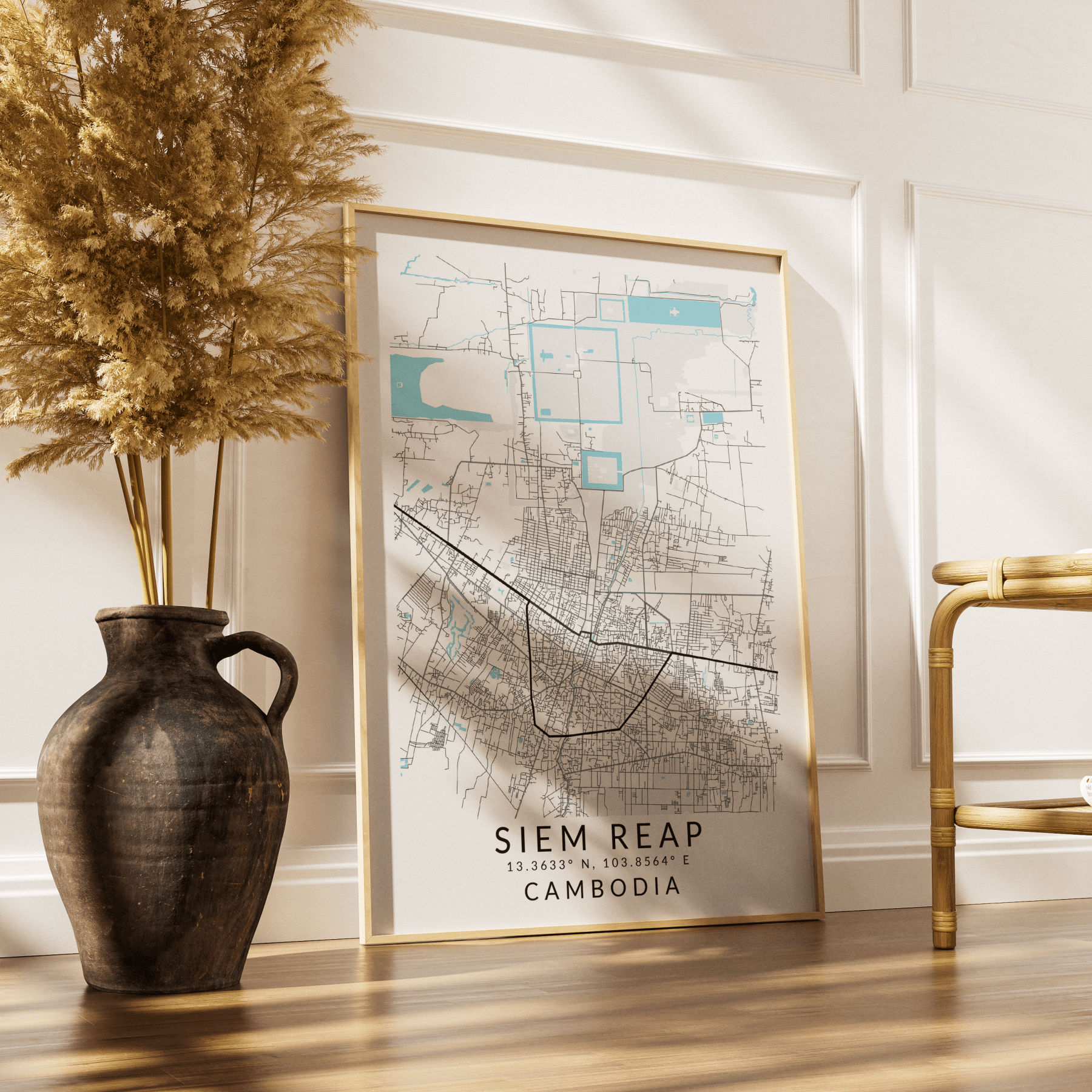 Siem Reap Cambodia Map Print - 98typesEurope Maps