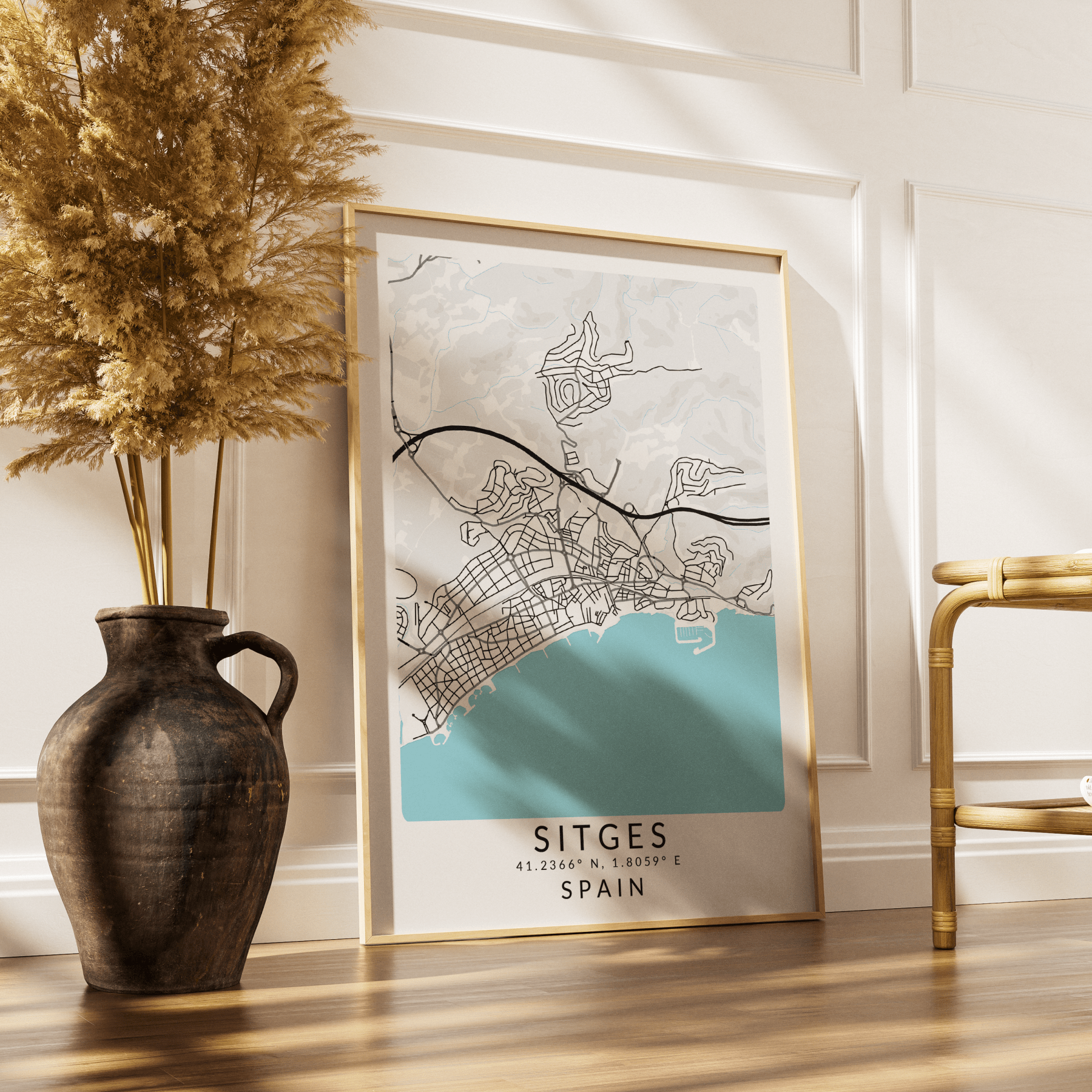Sitges Spain Map Print - 98typesEurope Maps