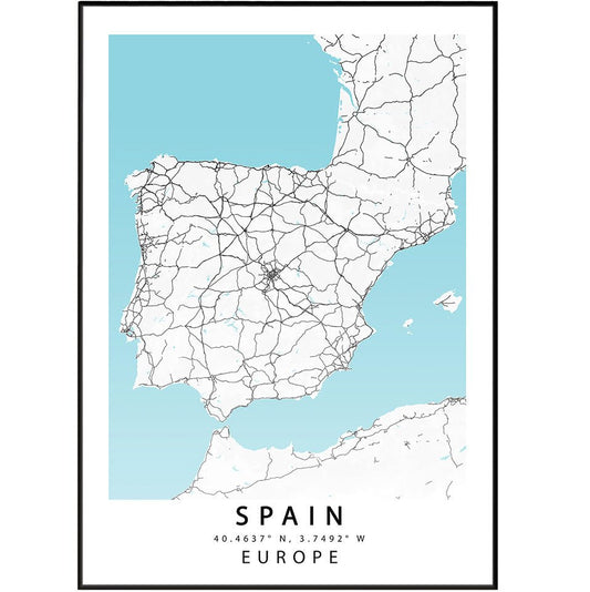 Spain Map Print - 98typesEurope Maps