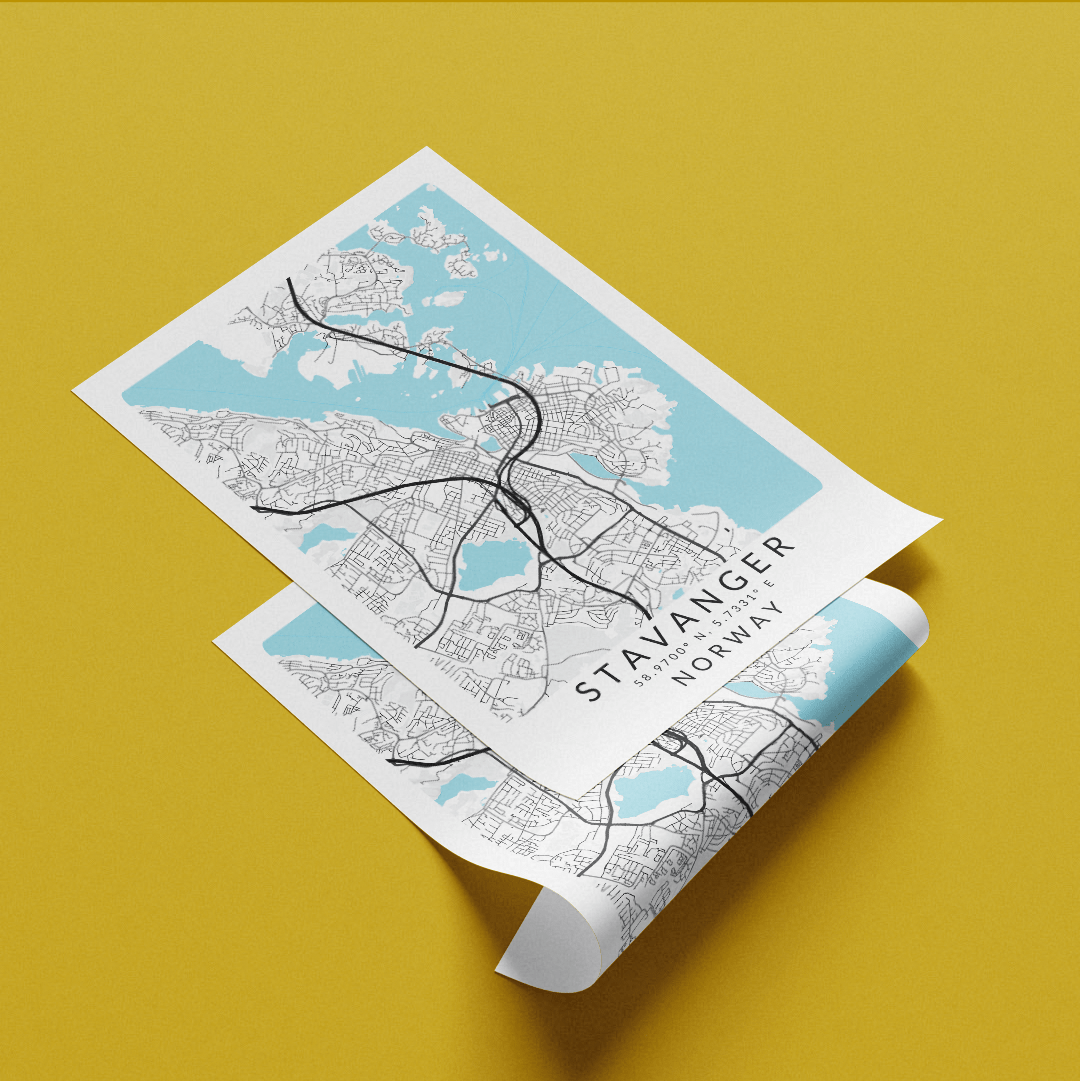 Stavanger Norway Map Print - 98typesEurope Maps