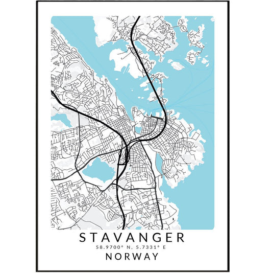 Stavanger Norway Map Print - 98typesEurope Maps