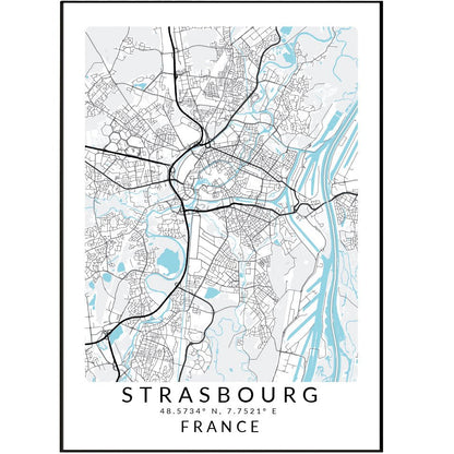 Strasbourg France Map Print - 98typesEurope Maps