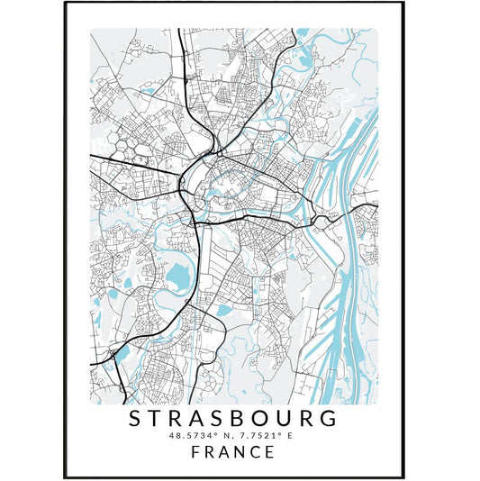 Strasbourg France Map Print - 98typesEurope Maps