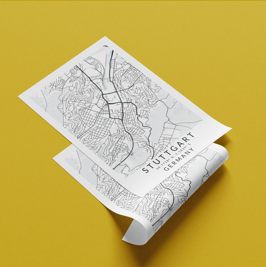 Stuttgart Germany Map Print - 98typesEurope Maps