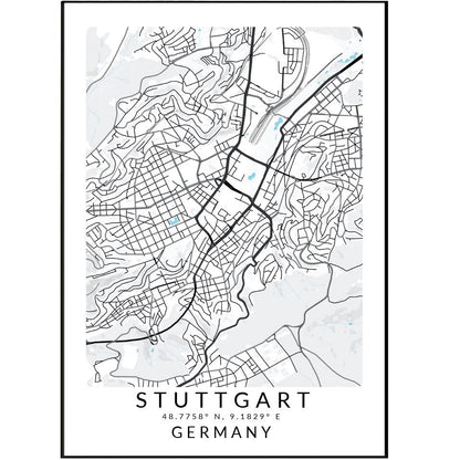 Stuttgart Germany Map Print - 98typesEurope Maps