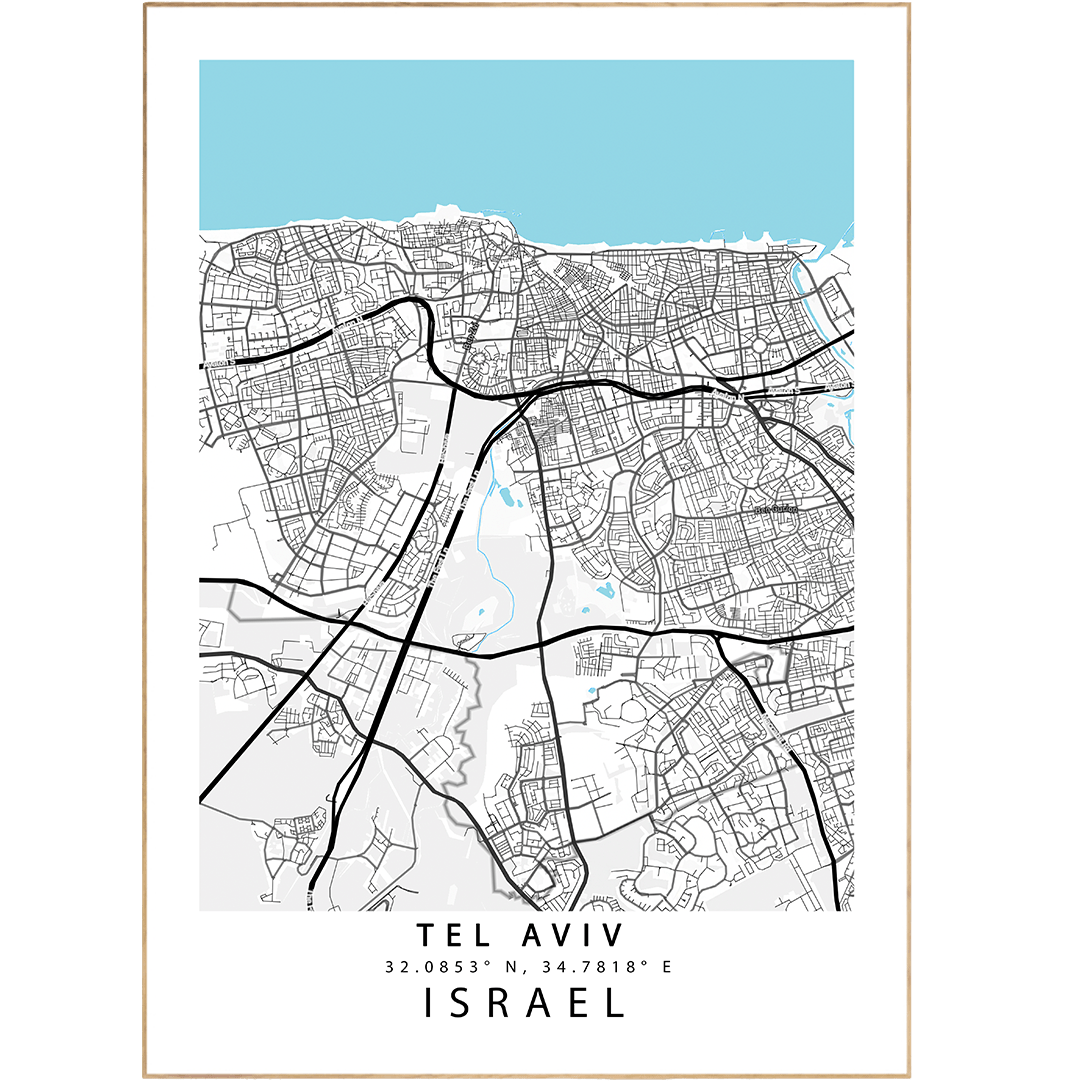 Tel Aviv Street Map Posters - 98typesEurope Maps