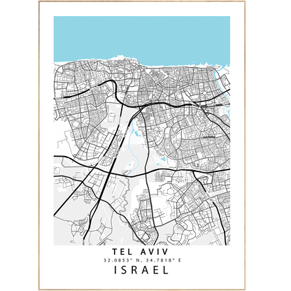 Tel Aviv Street Map Posters - 98typesEurope Maps