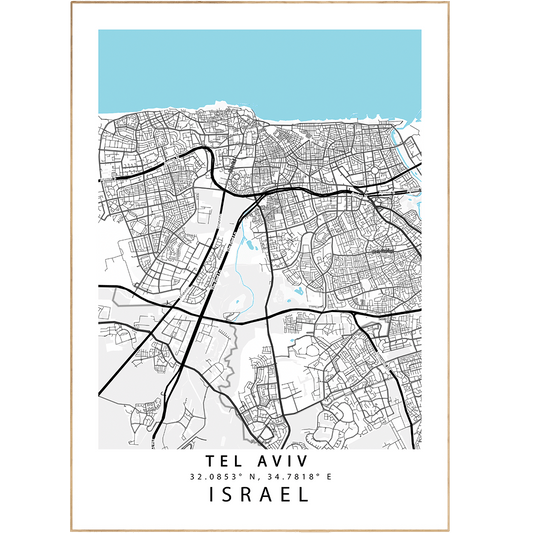 Tel Aviv Street Map Posters - 98typesEurope Maps