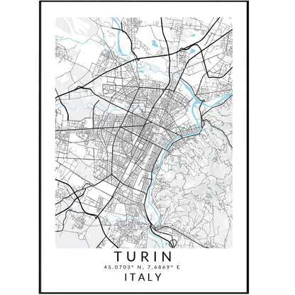 Turin Italy Map Print - 98typesEurope Maps