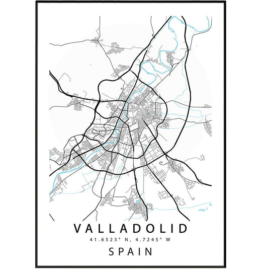 Valladolid Spain Map Print - 98typesEurope Maps