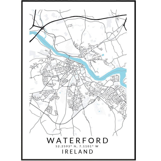 Waterford Ireland Map Print - 98typesEurope Maps