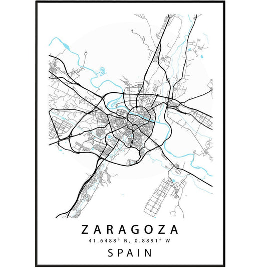 Zaragoza Streetmap poster - 98typesEurope Maps