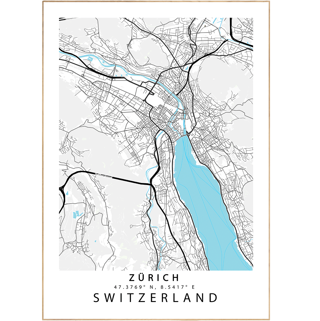 Zürich Street Map Posters - 98typesEurope Maps