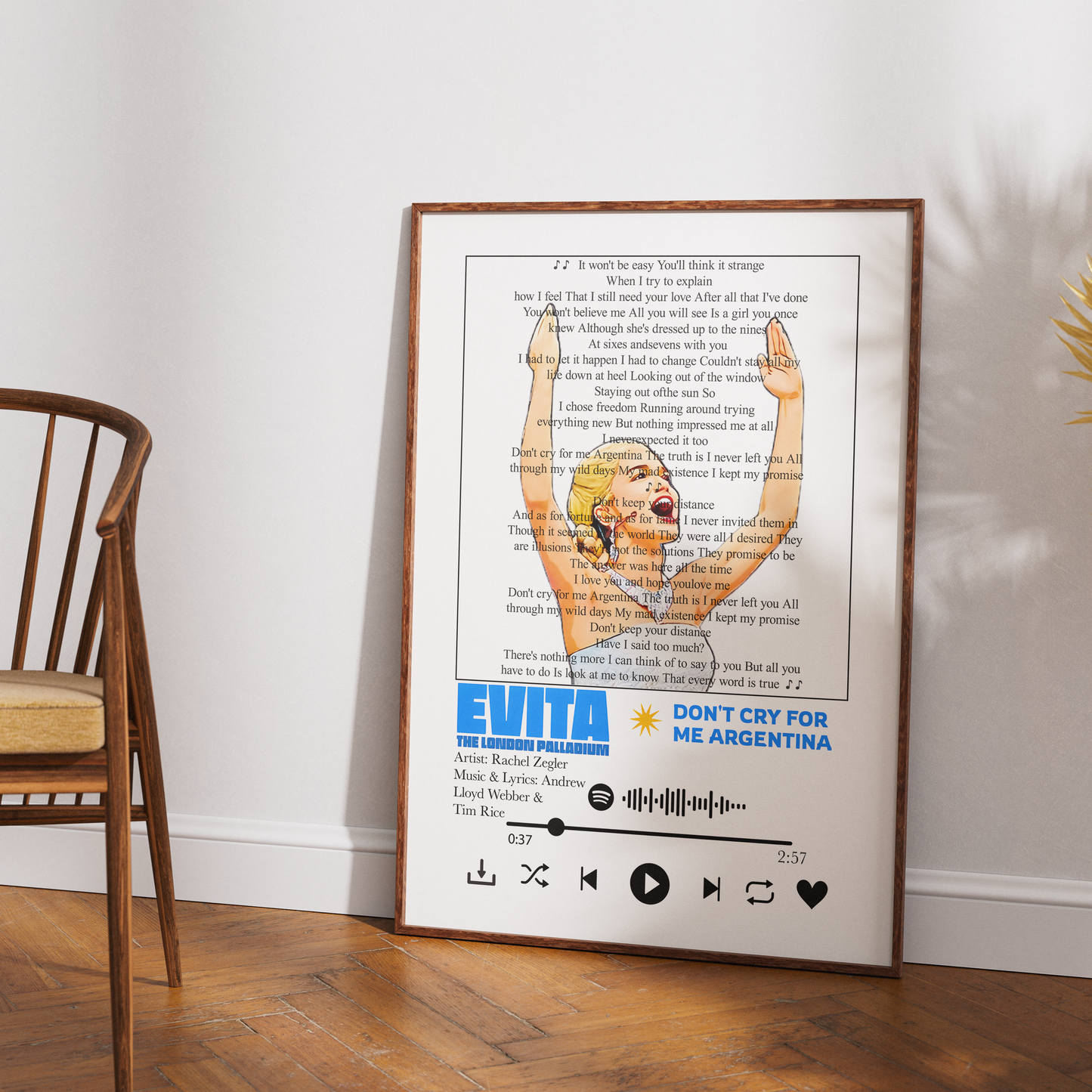 Evita — Don't Cry for Me Argentina Song Lyric Print