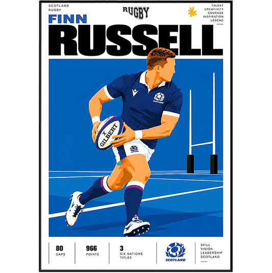 Finn Russell Scotland fly-half rugby poster – modern wall art by 98types