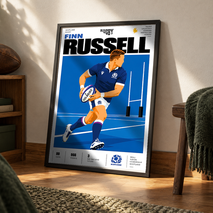 Finn Russell Scotland fly-half rugby poster – modern wall art by 98types